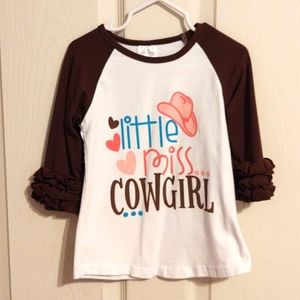 Little miss cowgirl Raglan w/ ruffles